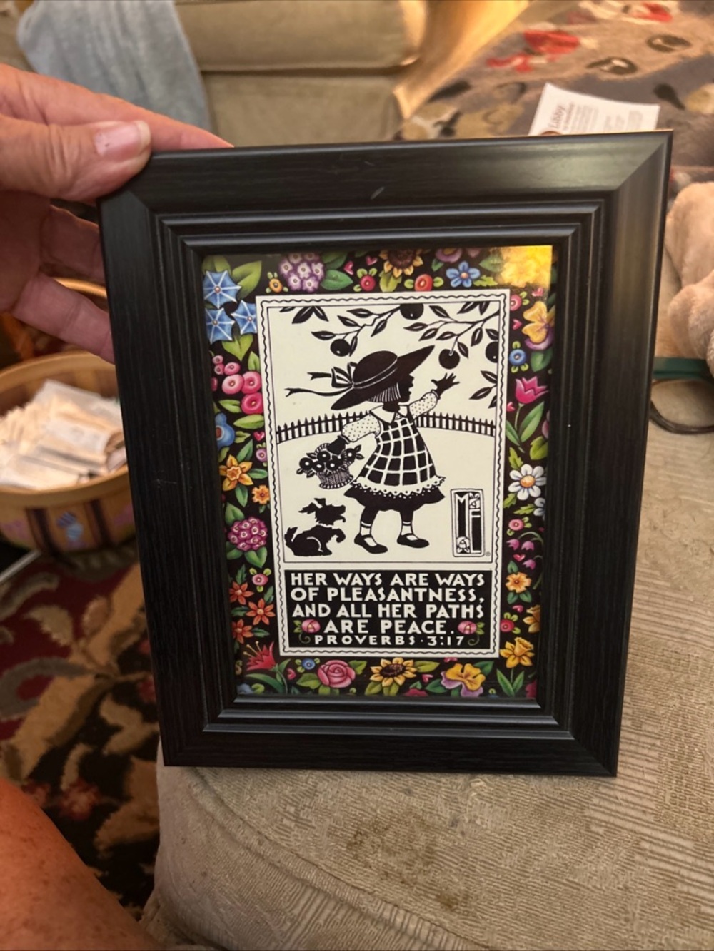 Black Framed Floral Accent Wall Art - Proverbs 3:17